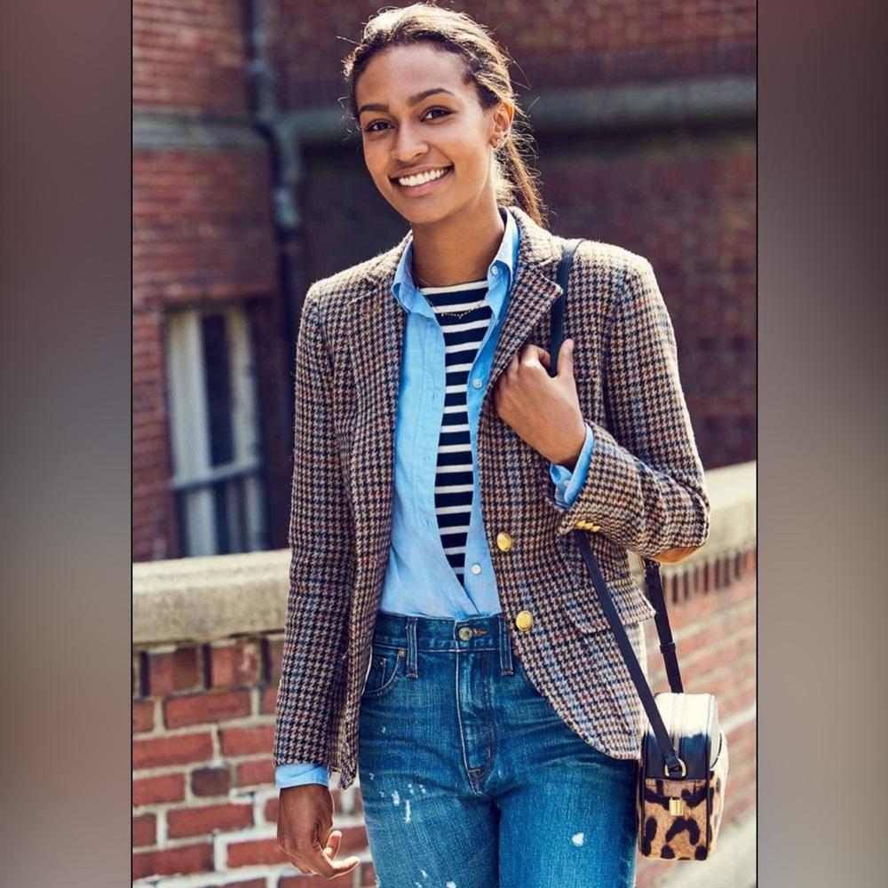 J.Crew Wool Blend Schoolboy Houndstooth Blazer